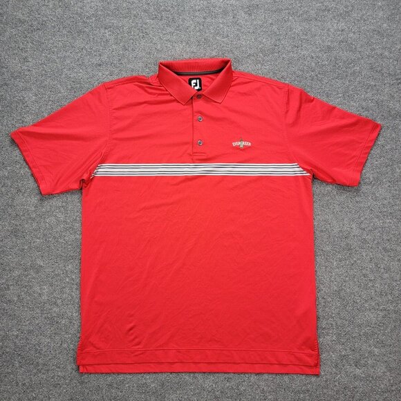 Footjoy Polo Shirt Mens XL Red Golf Performance Preppy Evergreen Country Club - Picture 1 of 13